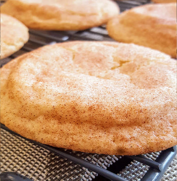 Single snickerdoodle cookie rolled in cinnamon sugar