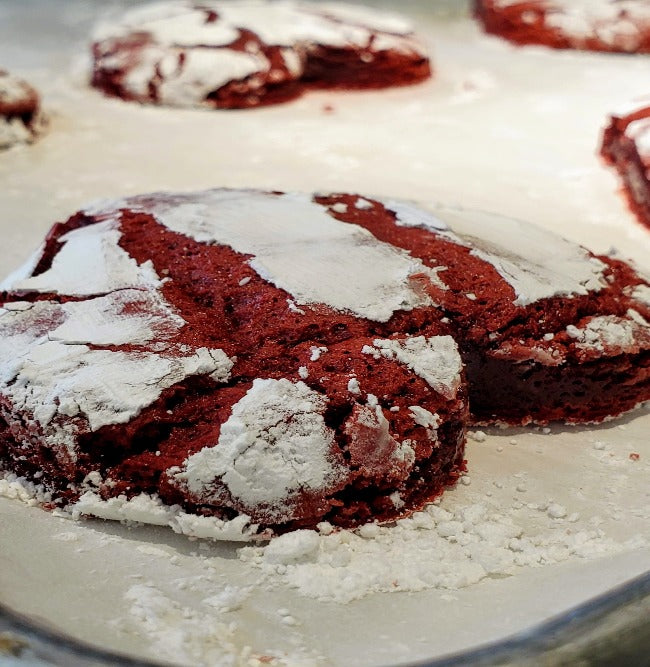 Dozen heart-shaped white velvet cupcakes