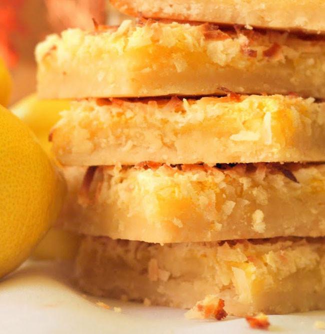 Dozen coco lemon bars with citrus flavor