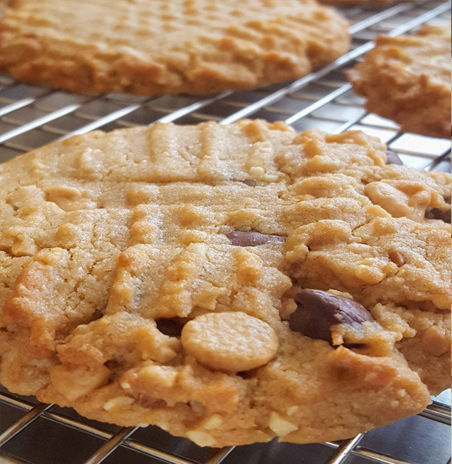 Dozen peanut butter cookies with chocolate chips
