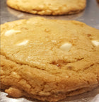 white chocolate toffee cookies with crunchy bits